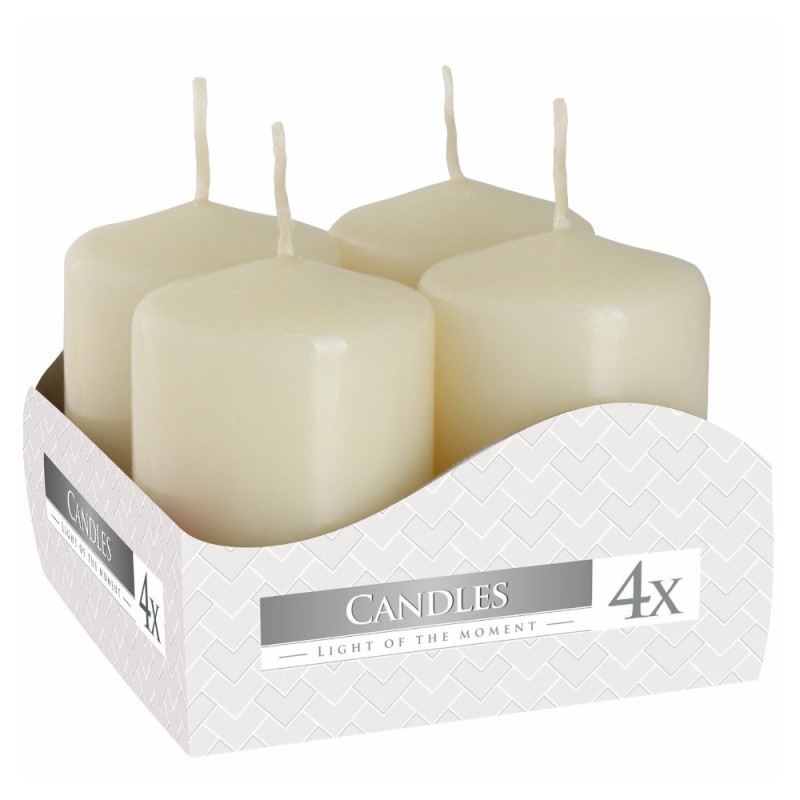 Lumanari Stalp Bispol, 40 x 60 mm, Crem, 4 Buc