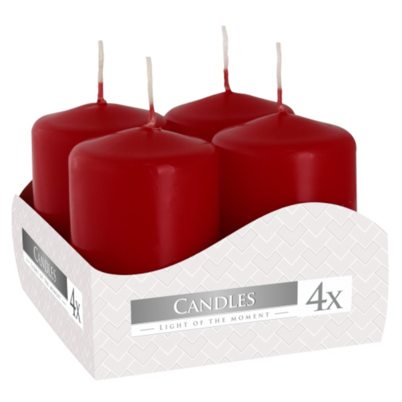 Lumanari Stalp Bispol, 40 x 60 mm, Rosu Burgund, 4 Bucati