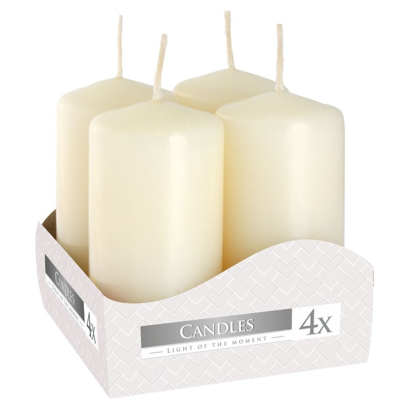 Lumanari Stalp Bispol, 40 x 80 mm, Crem, 4 Buc