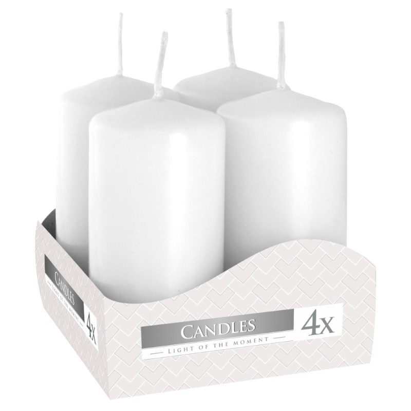 Lumanari Stalp Bispol 40 x 80 mm, Alb 4 Buc