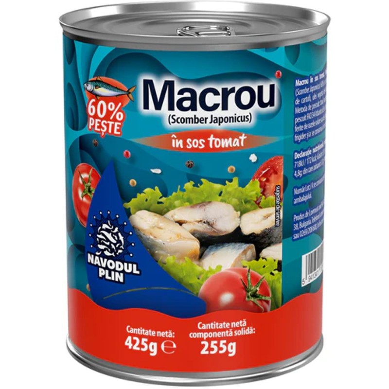 Macrou in Sos Tomat, Navodul Plin, 425 g