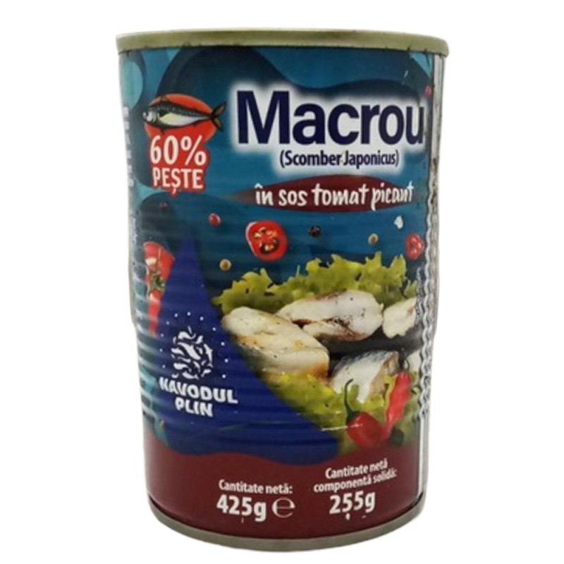 Macrou in Sos Tomat Picant, Navodul Plin, 425 g