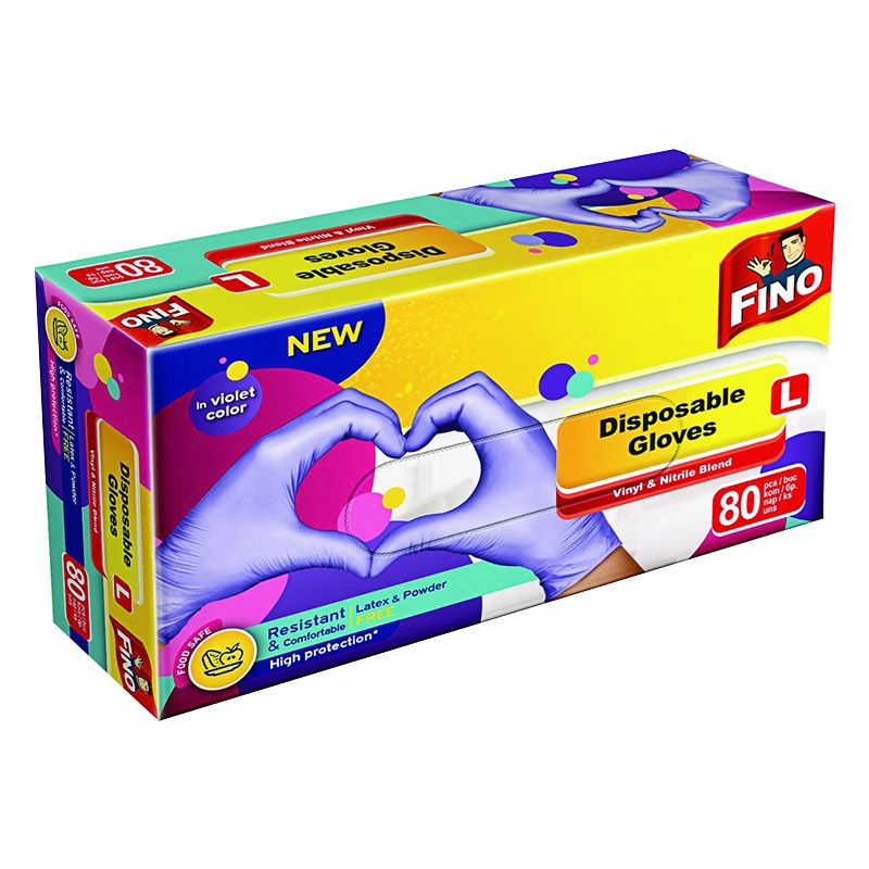 Manusi de Unica Folosinta Nitril si Vinil Fino, Violet, Marimea L, 80 Bucati