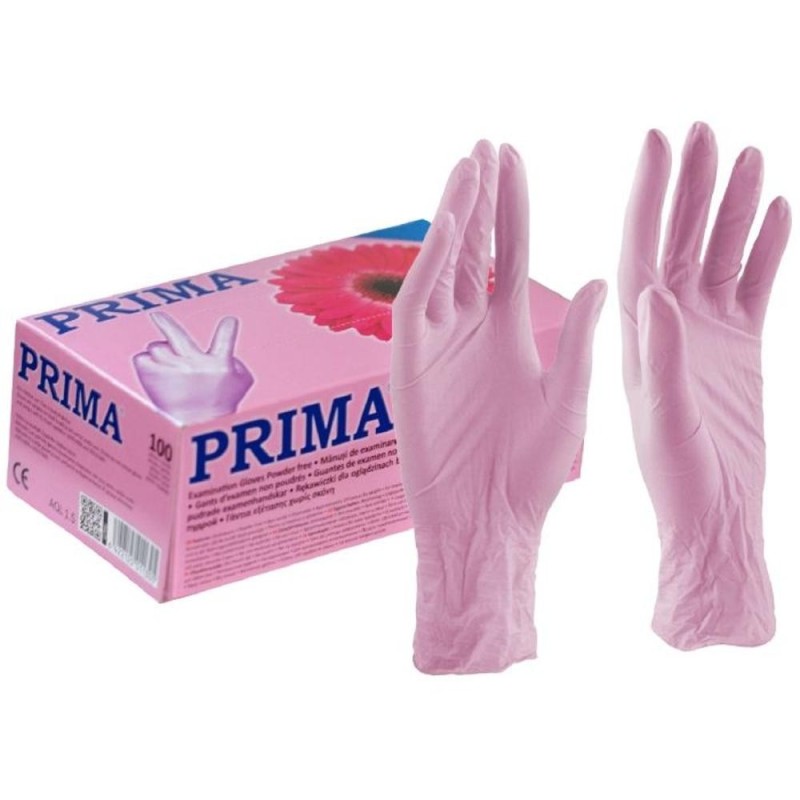 Manusi Examinare din Nitril, Prima, Nepudrate, Roz, Marimea L, 100 Bucati