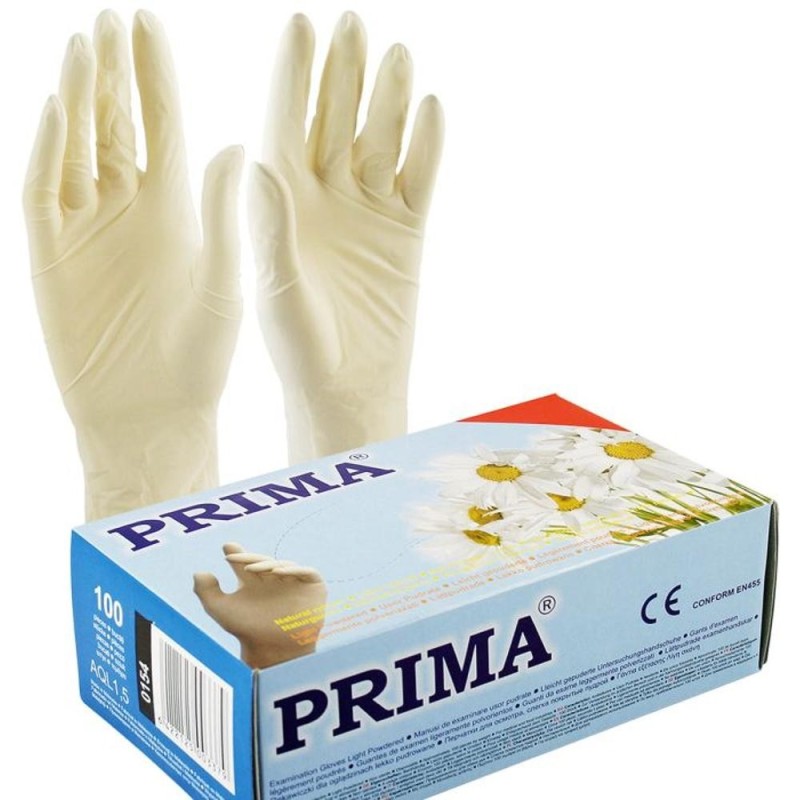 Manusi Examinare Prima din Latex, Pudrate, Marimea XS, 100 Bucati