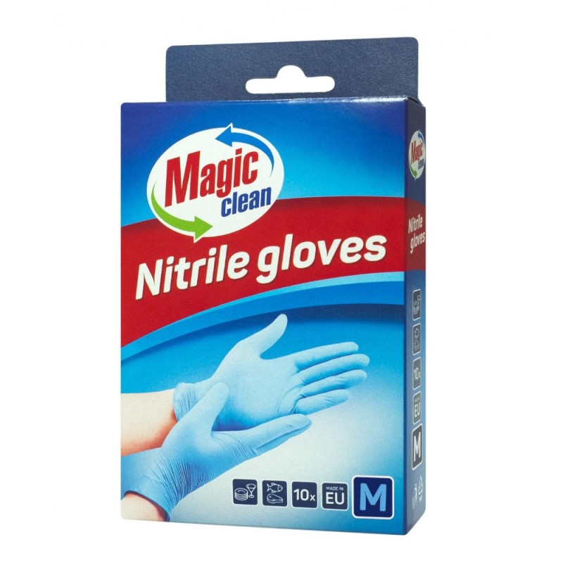 Manusi Multifunctionale Magic Clean, Nitril, Marimea M, Albastre, 10 Bucati