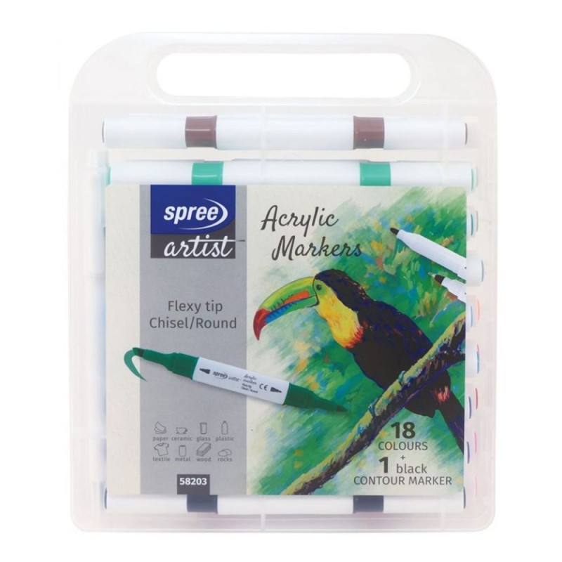 Marker, 2 Capete, Diverse Culori, Acrilic, Plastic