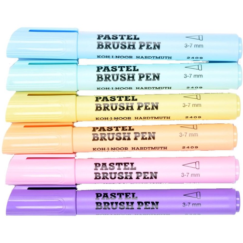 Marker Evidentiator Gros Koh-I-Noor, Varf Pensula, Grosime 3-7 mm, 6 Culori