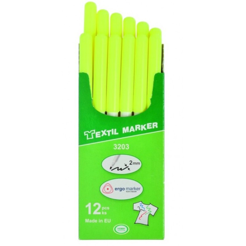 Marker Fluorescent pentru Textile cu Varf Rotund, Galben, Koh-I-Noor