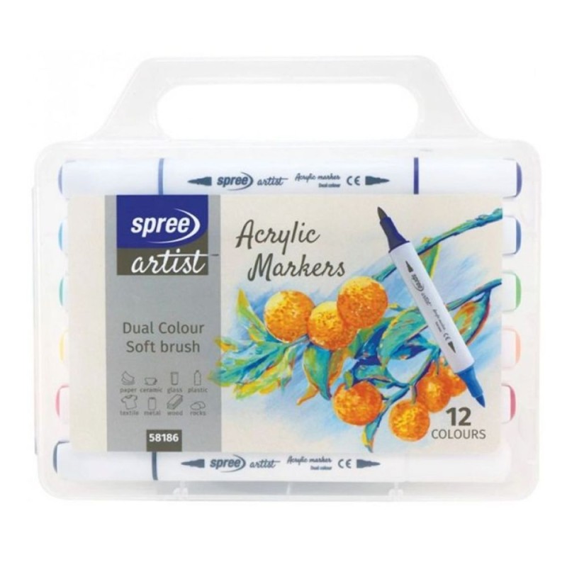 Marker Triunghiular, 2 Capete, 12 Bucati, Acrilic