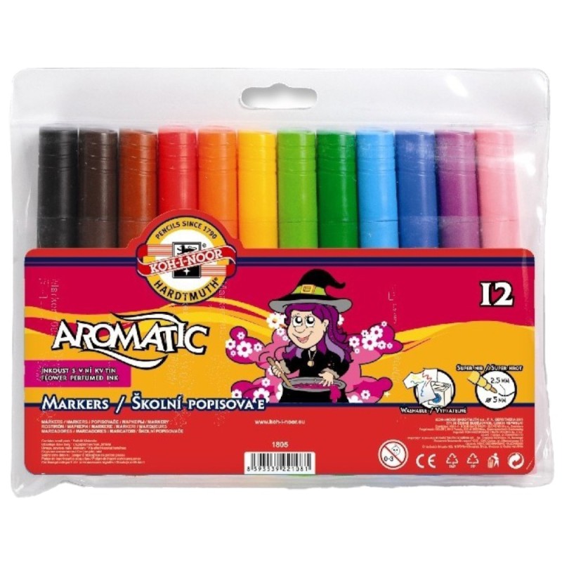 Markere Jumbo, Parfumate, 12 Culori, Koh-I-Noor Aromatic