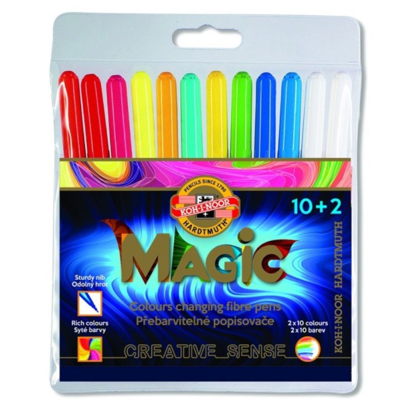 Markere Scolare, Colectia Magic, 10 Culori si 2 Blendere