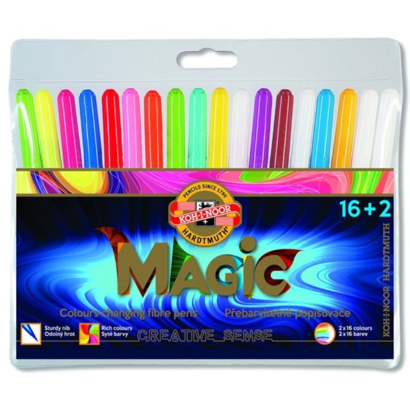 Markere Scolare, Colectia Magic, 16 Culori si 2 Blendere
