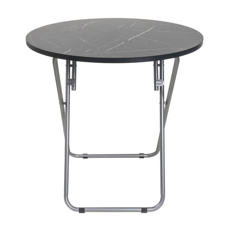 Masa Plianta Rotunda, Diametru 70 cm, Inaltime 70 cm, din PAL, Neagra