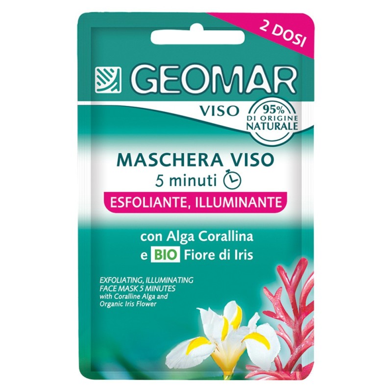 Masca de Fata Exfolianta si Iluminatoare Geomar, cu Alge si Iris, 2 x 7.5 ml
