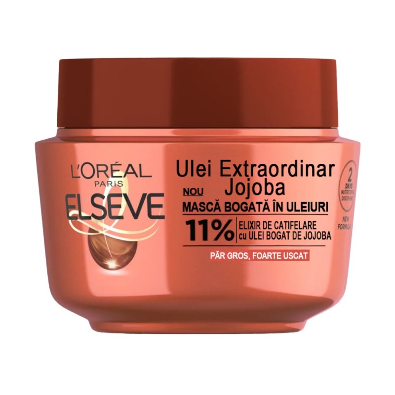 Masca de Par L'Oreal Paris Elseve Ulei Extraordinar Jojoba, pentru Par Uscat, 300 ml