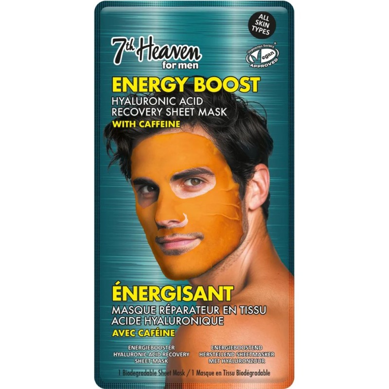 Masca Energizanta, pentru Ten, cu Acid Hialuronic si Cafeina, Barbati