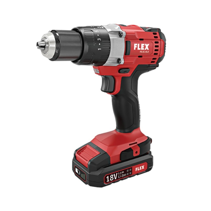 Masina de Gaurit cu Rotopercutie Model Pd 2g 18.0 Set, 18 V/2.5 AH, 380/1650 Rpm, Mandrina 1.5 - 13 MM, Gaurire 13/30/16 MM