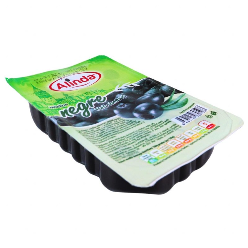 Masline Negre fara Samburi Alinda, Caserola, 150 g