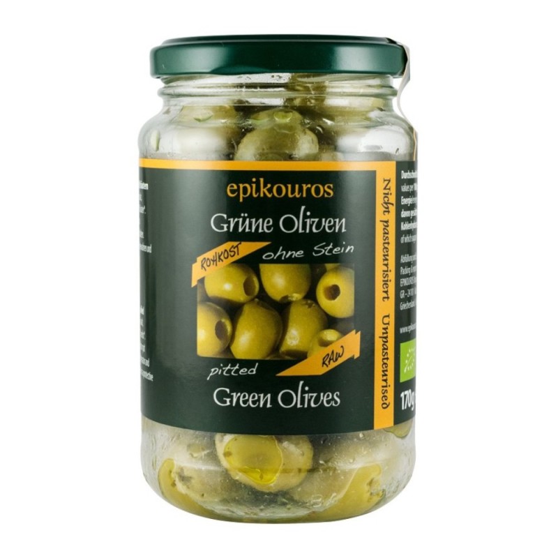 Masline Verzi Bio, Crude, fara Samburi, Epikouros, 170 g