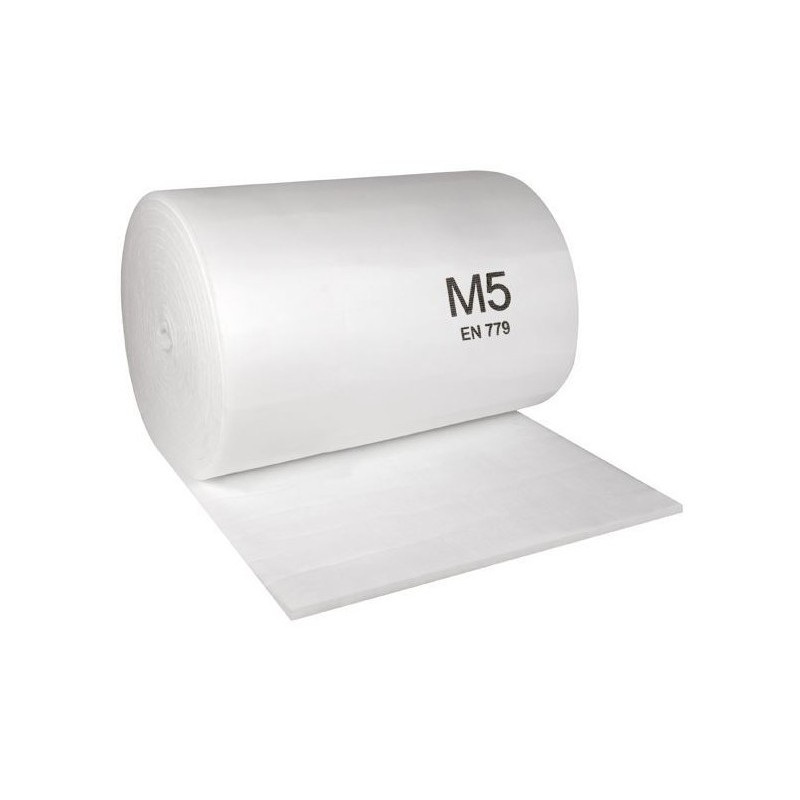 Material Filtrant pentru Tavanul Cabinelor de Vopsit, Clasa Filtrare M5, Alb, 1m x 20m, 300 gr/m2