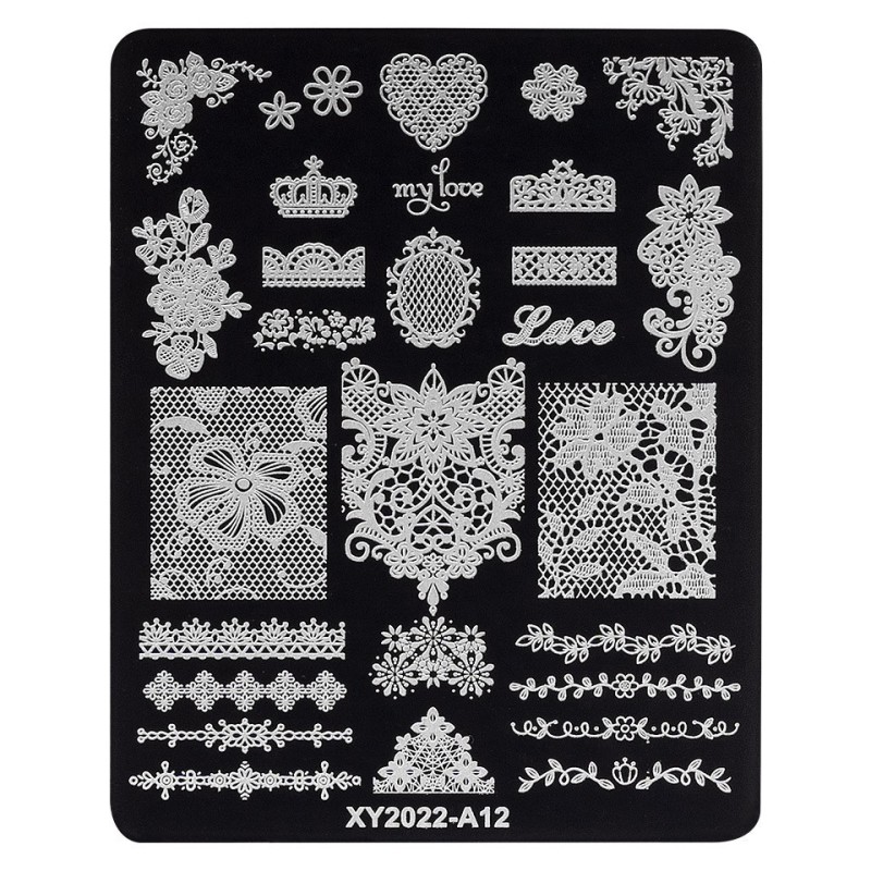 Matrita Metalica Stampila Unghii Luxorise, Lace Style A12