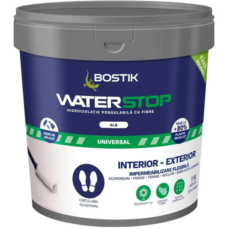 Membrana Waterstop Acryl Fibre Alb, Bostik, 5 kg