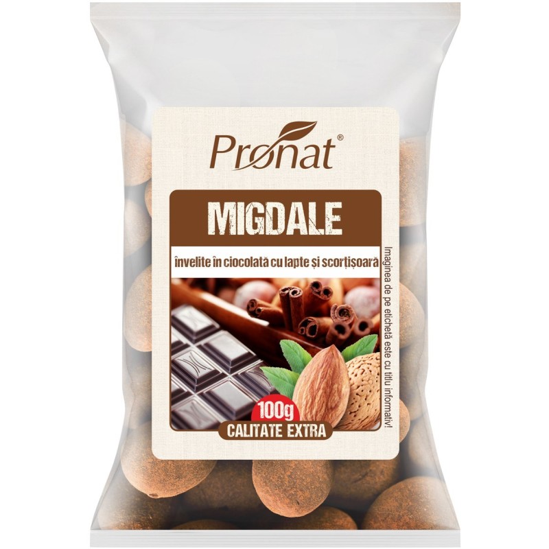 Migdale Invelite in Ciocolata cu Lapte si Scortisoara, 100 g