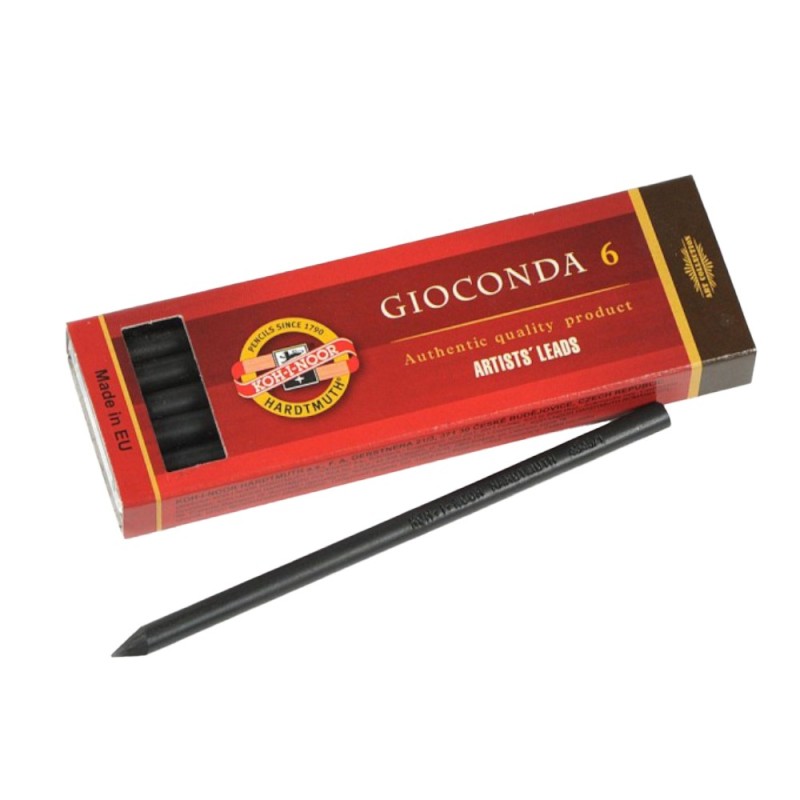 Mine Grafit pentru Creioane Mecanice, 5.6 x 120 mm, Tarie Hard, 6 Bucati, Koh-I-Noor Gioconda