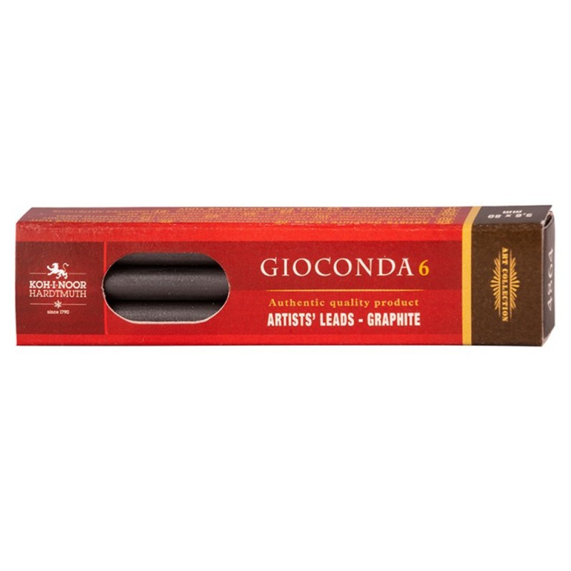 Mine Grafit pentru Creioane Mecanice Gioconda, Negru, 5.6 mm, Tarie 6B, Lungime 80 mm, Koh-I-Noor