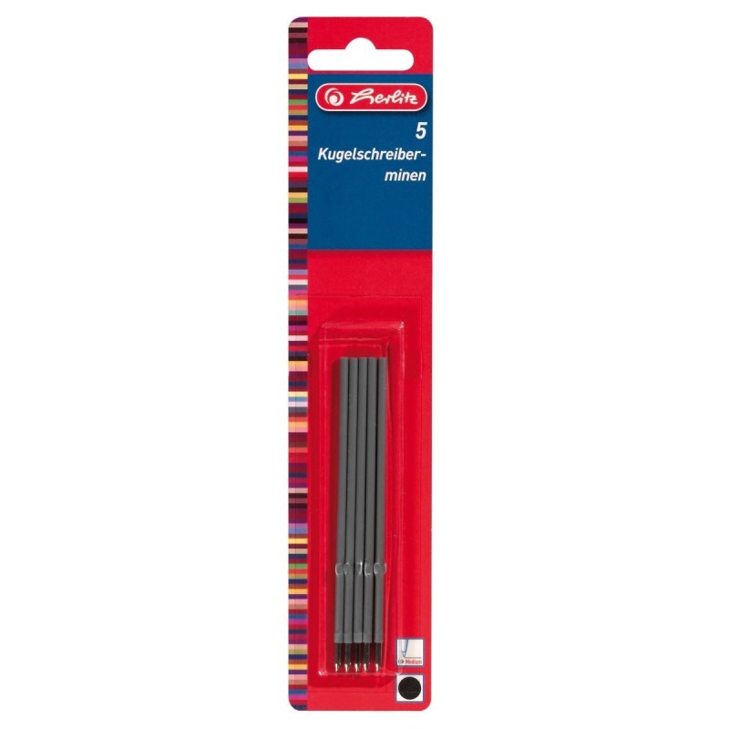 Mine Pix Herlitz, Corp Plastic, Tip X20, Negre, 5 Bucati