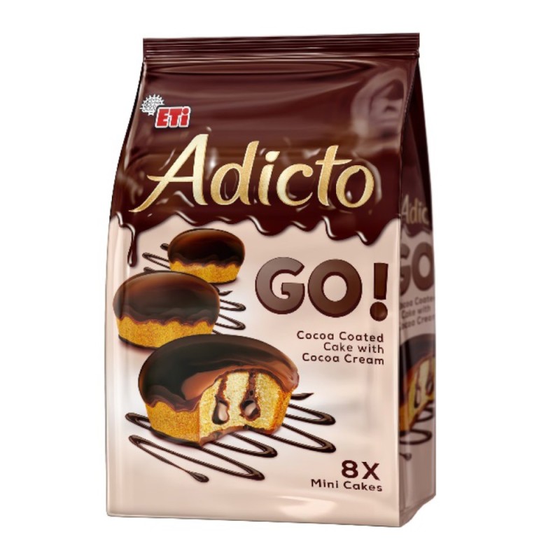 Mini Prajituri cu Crema de Cacao si Glazura de Cacao, Adicto Go Eti, 144 g