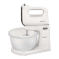 Mixer cu Bol Philips Viva Collection HR3745/00, 450 W, Actionare Automata, 5 Viteze, Functie Turbo, Alb/Gri