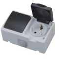 Modul Priza si Intrerupator Atom Horoz, 10 A, 250 V, IP54