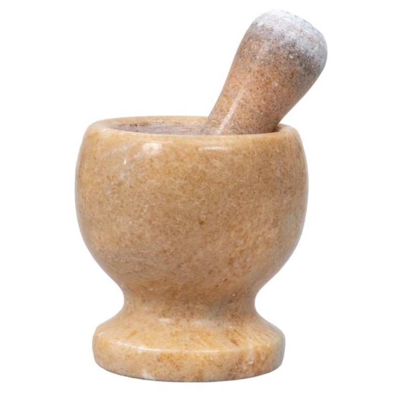 Mojar cu Pistil, Diametru 10 cm, Inaltime 10.5 cm, din Marmura, Somon