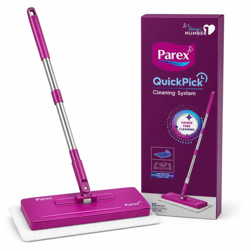 Mop cu Prindere Rapida + 10 Servetele Umede pentru Curatare, Parex