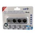 MultIPlicator Bricheta Auto cu 3 Iesiri si 2 Iesiri USB 5v 2a 50W Well