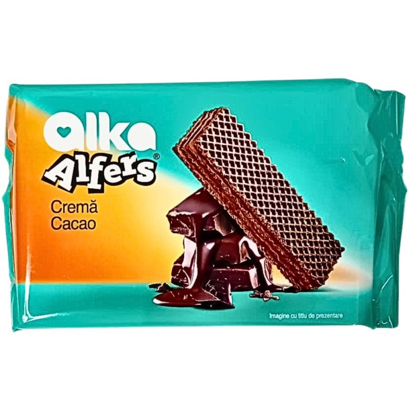 Napolitane Alfers cu Crema de Cacao si Vafa Cacao, 170 g