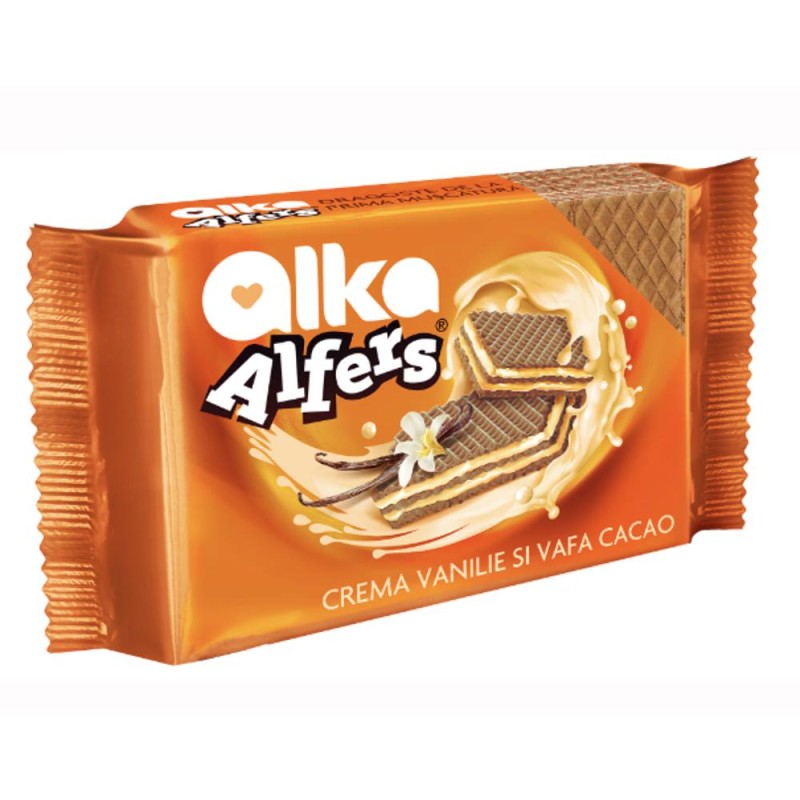Napolitane Alfers cu Crema de Vanilie, 170 g