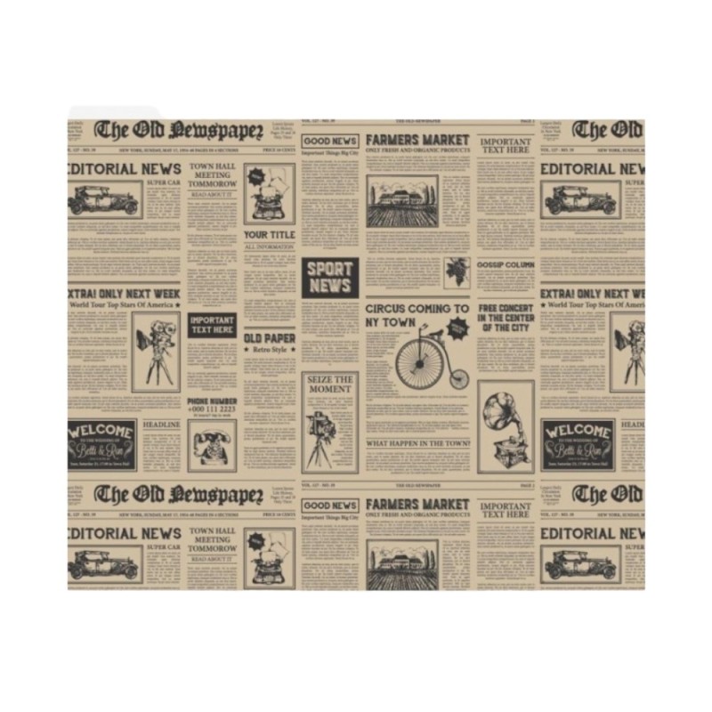 Napron din Hartie, Model Ziar, Natur, 30 x 40 cm, 1000 Bucati