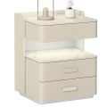 Noptiera Inteligenta cu Incarcare Wireless, LED, Sertar si Seif Integrat, Alb, Smart Heater