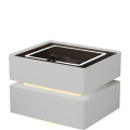 Noptiera Inteligenta Incarcare Wireless, Iluminare LED, 2 Sertare Depozitare, Alba, din Sticla si Lemn Smart Heater