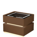 Noptiera Inteligenta Incarcare Wireless, Iluminare LED, 2 Sertare Depozitare, Maro, din Sticla si Lemn Smart Heater