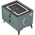 Noptiera Inteligenta, Incarcare Wireless, LED, Difuzor, Porturi USB, Verde, 2 Sertare, Lemn, Smart Heater