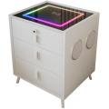 Noptiera Inteligenta Incarcare Wireless si Iluminare LED, Alb, 3 Sertare Depozitare, Difuzor Bluetooth Smart Heater