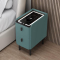 Noptiera Inteligenta Slim, LED, 2 Sertare, Verde, Sticla si Lemn, Smart Heater