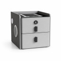 Noptiera Inteligenta Slim, LED, Difuzor Bluetooth, Sistem cu Amprenta, Gri Antracit, 2 Sertare, Lemn, Smart Heater