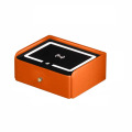 Noptiera Inteligenta Wireless, 1 Sertar, Port USB si Port Type-C, Difuzor 10W, Portocaliu, Sticla si Lemn Smart Heater