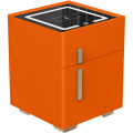 Noptiera Inteligenta Wireless, Iluminare LED, 1 Sertar Depozitare si Seif, Portocalie, Sticla si Lemn Smart Heater