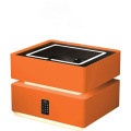 Noptiera Inteligenta Wireless, Iluminare LED, 2 Sertare Depozitare, Portocalie, Sticla si Lemn Smart Heater